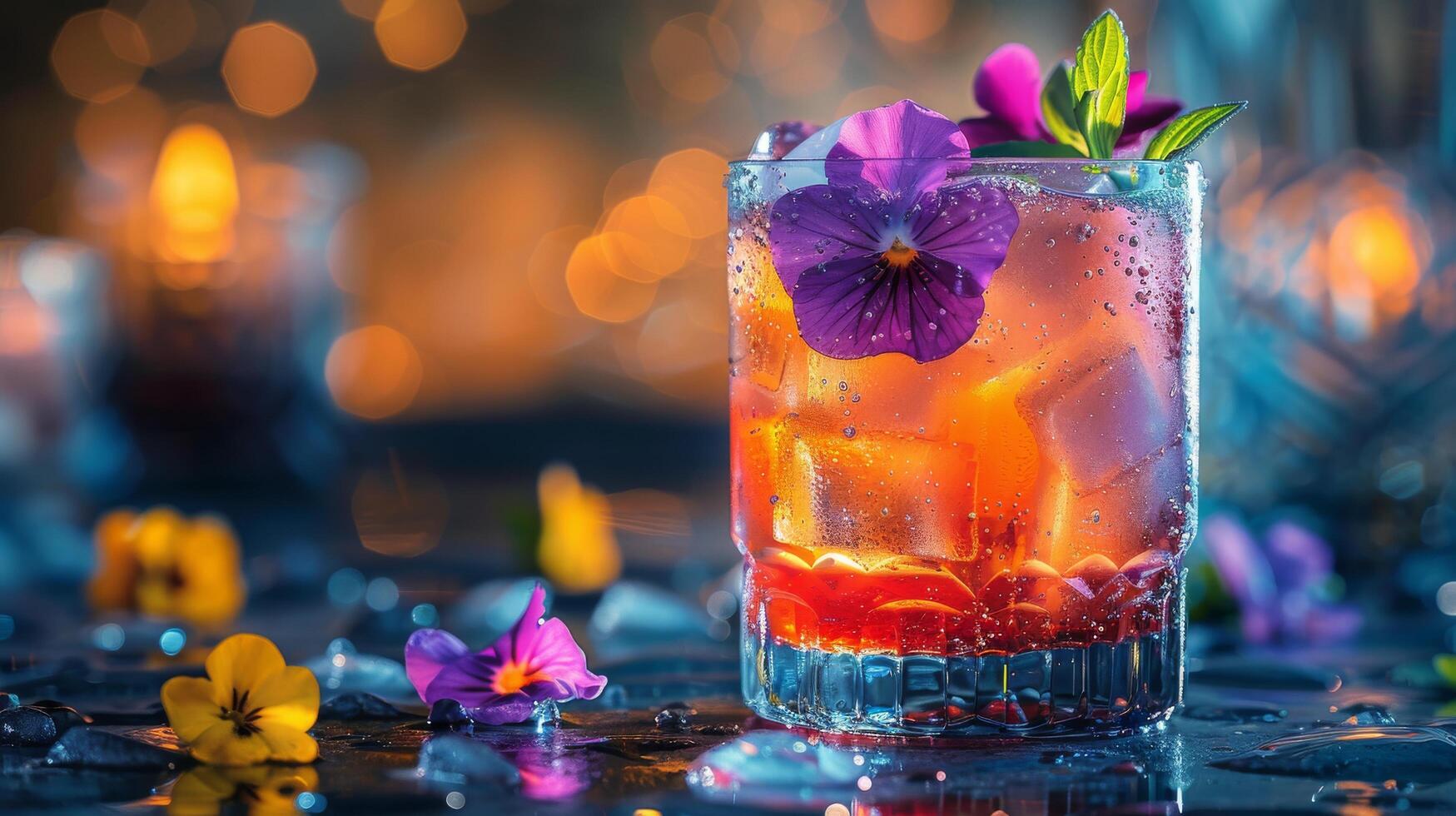 AI generated Refreshing Drink Garnished With Pomegranates photo
