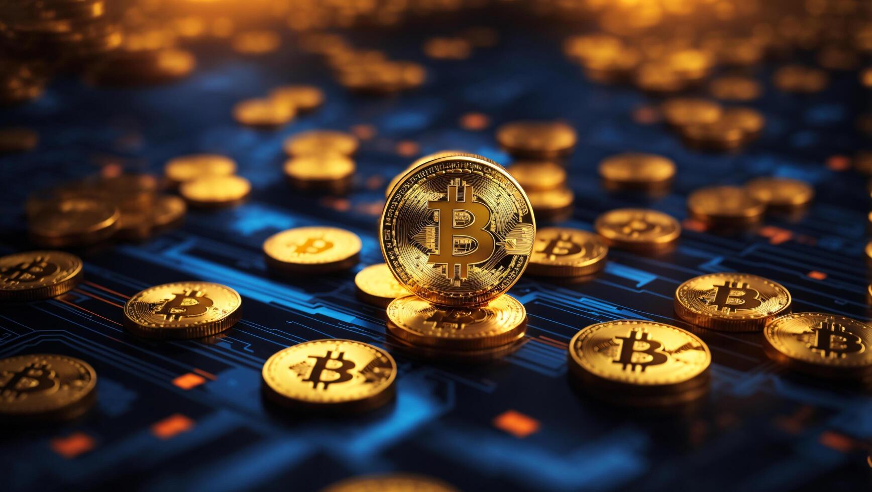 AI generated Bitcoin cryptocurrency digital money golden coin technology and business concept photo