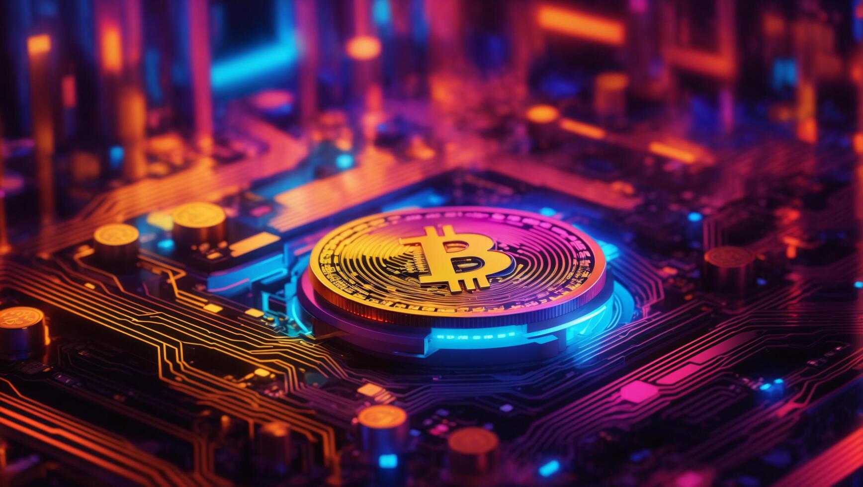 AI generated Bitcoin cryptocurrency digital money golden coin technology and business concept photo