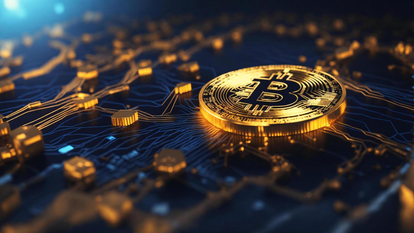 AI generated Bitcoin cryptocurrency digital money golden coin technology and business concept Cryptocurrency bitcoin photo