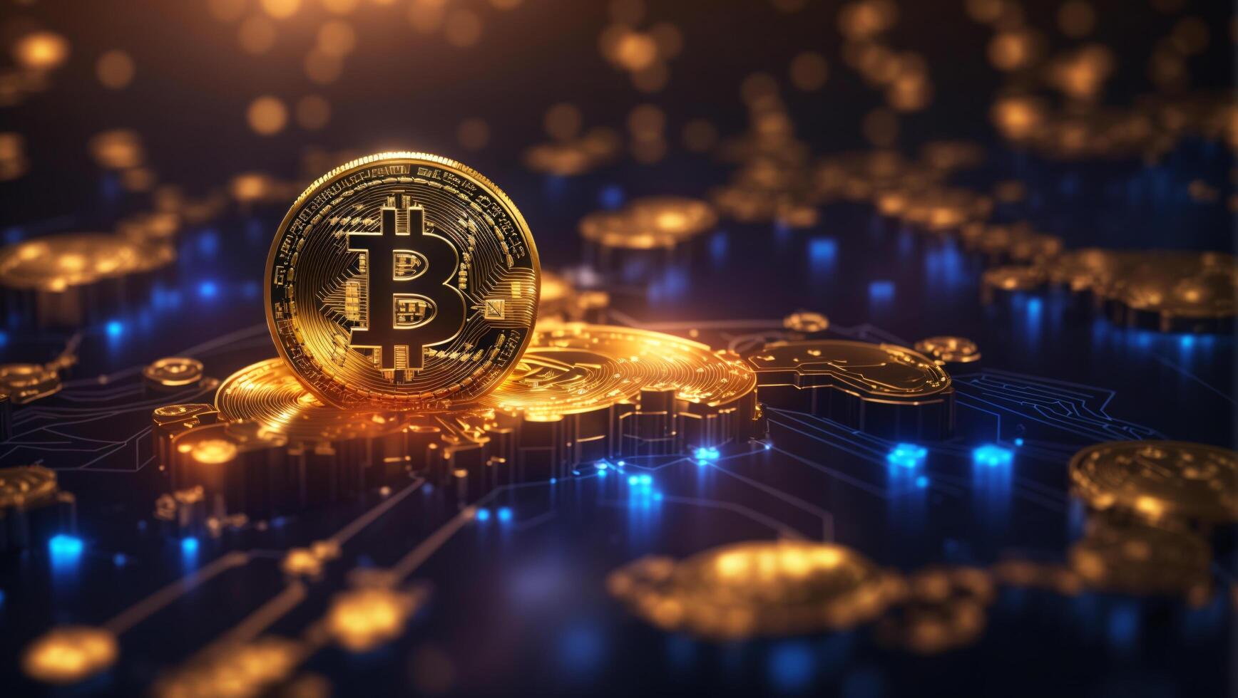 AI generated cryptocurrency Bitcoin digital money golden coin technology business concept Cryptocurrency bitcoin photo