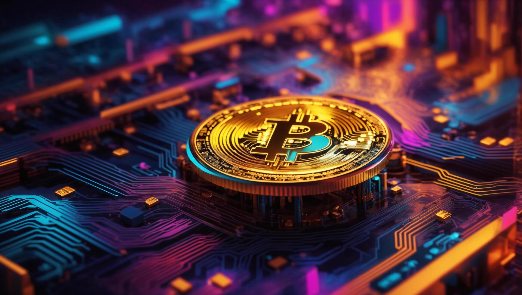 AI generated Bitcoin cryptocurrency digital money golden coin technology and business concept photo