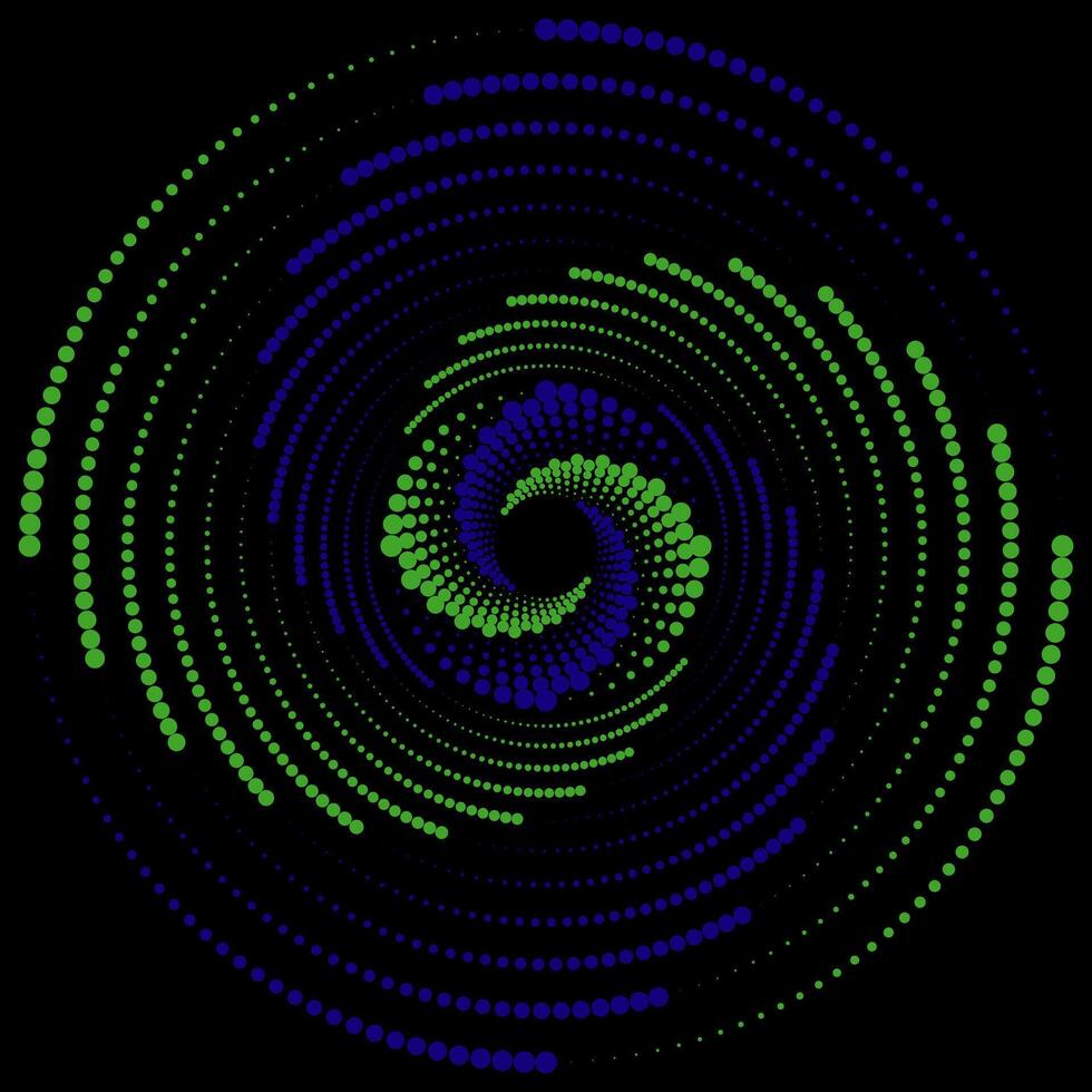 swirl of blue green balls, abstract spiral rotating and twisting lines, computer generated background, 3D rendering background, vector