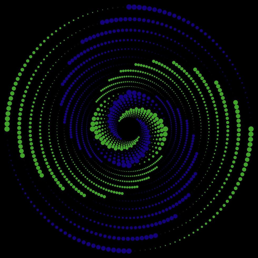 swirl of blue green balls, abstract spiral rotating and twisting lines, computer generated background, 3D rendering background, vector