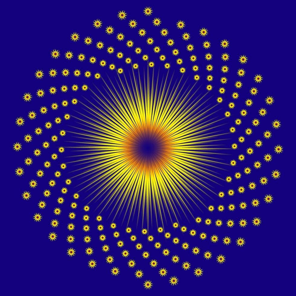 Abstract fractal golden background with crossing circles and ovals. disco lights background. vector