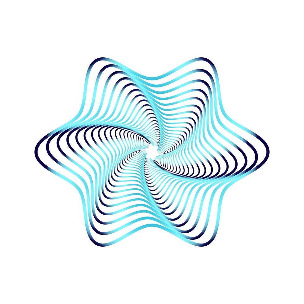 Glowing guilloche star rosette with light and dark blended hues of teal  gradient colors emulating a glowing center. vector