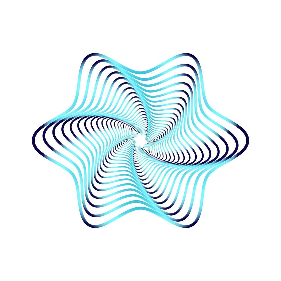 Glowing guilloche star rosette with light and dark blended hues of teal  gradient colors emulating a glowing center. vector