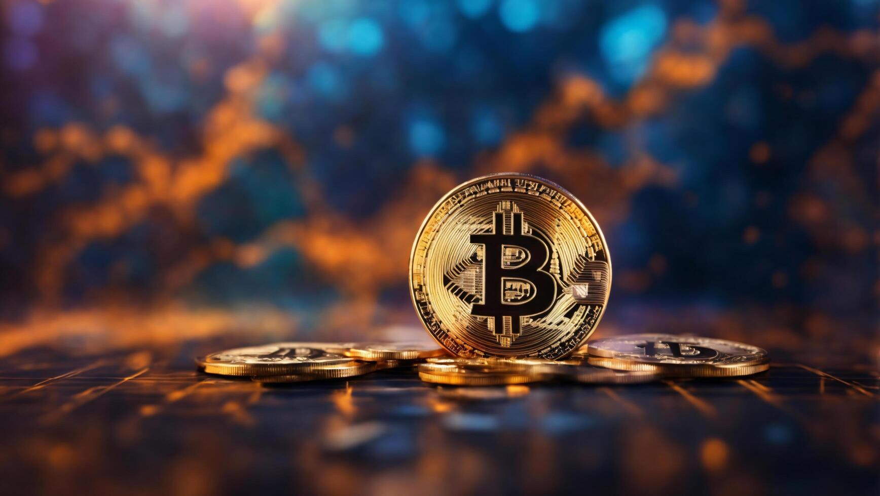 AI generated Bitcoin cryptocurrency digital money golden coin technology and business concept photo