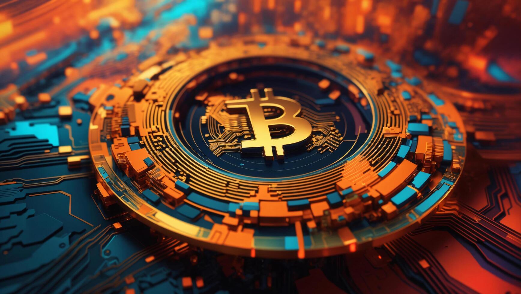 AI generated Bitcoin cryptocurrency digital money golden coin technology and business concept photo