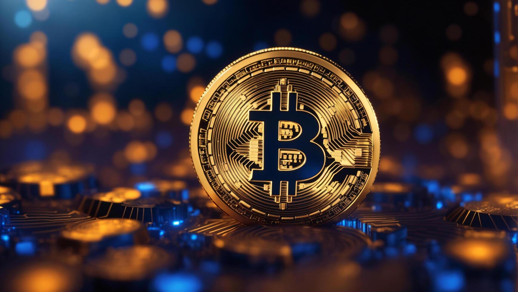 AI generated Bitcoin cryptocurrency digital money golden coin technology and business concept photo