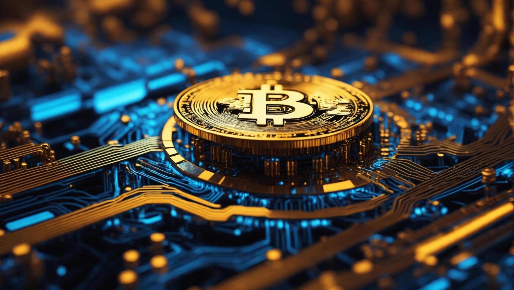 AI generated Bitcoin cryptocurrency digital money golden coin technology and business concept photo