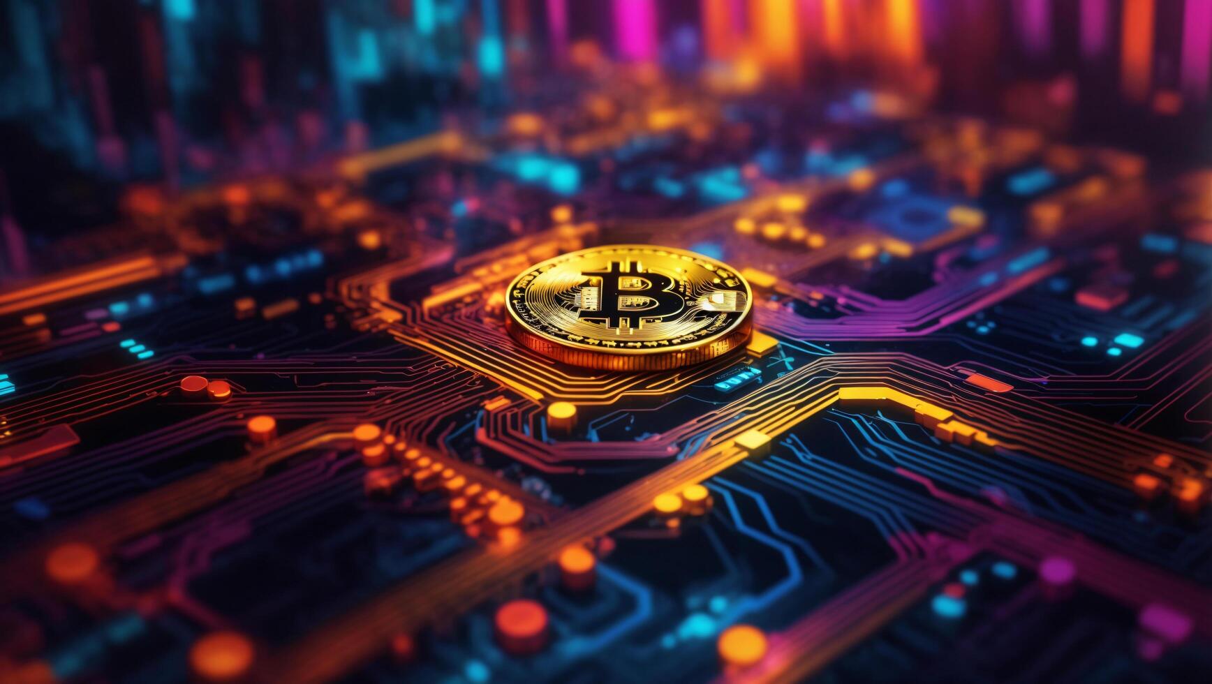 AI generated Bitcoin cryptocurrency digital money golden coin technology and business concept photo