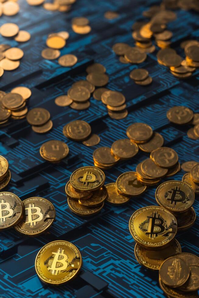 AI generated cryptocurrency Bitcoin digital money golden coin technology business concept Cryptocurrency bitcoin photo