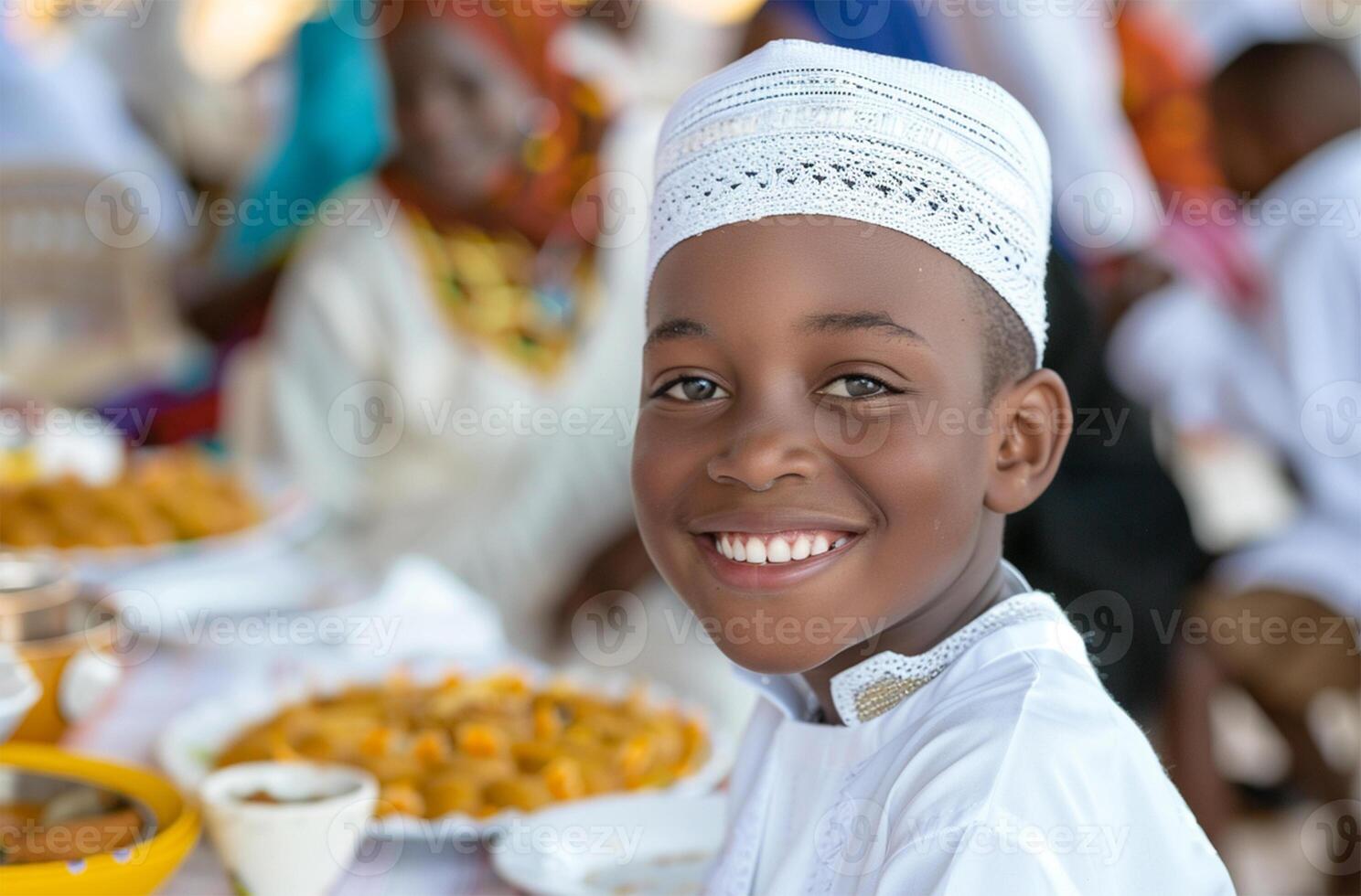 AI generated family having lunch together during Ramadan photo