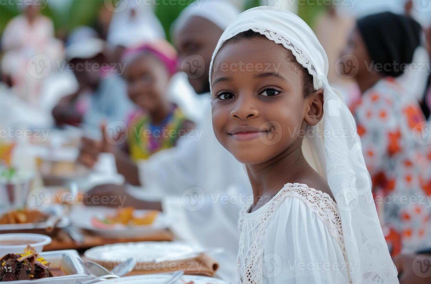 AI generated family having lunch together during Ramadan photo