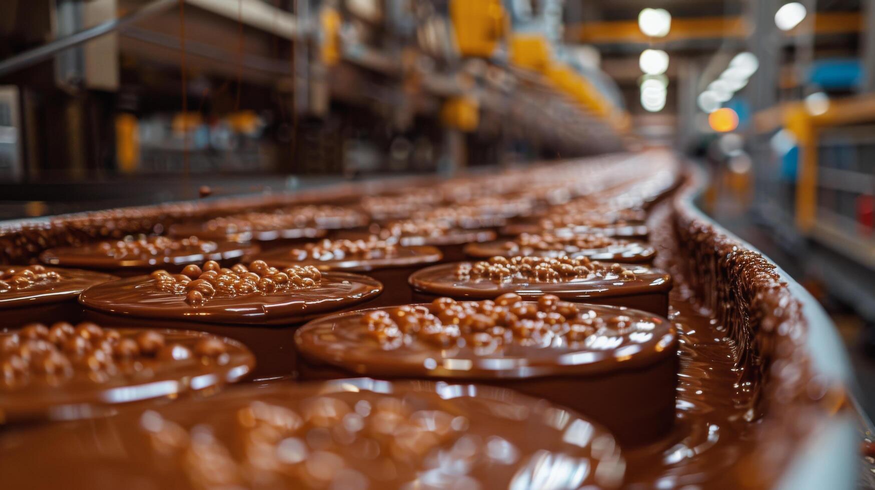 AI generated Chocolate-filled Conveyor Belt photo