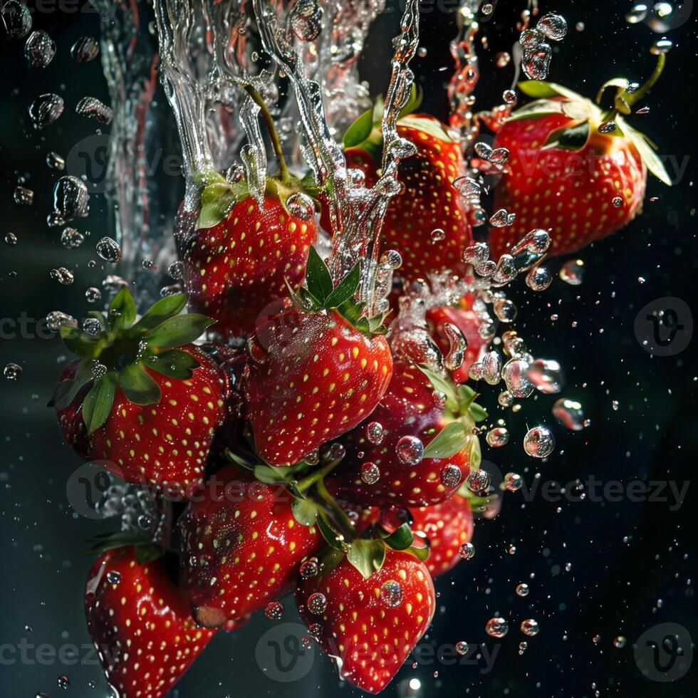 AI generated A bunch of ripe strawberries photo