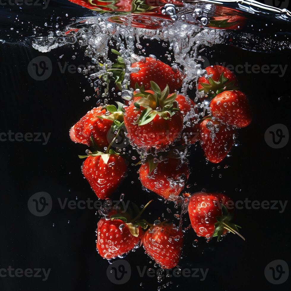 AI generated A bunch of ripe strawberries photo