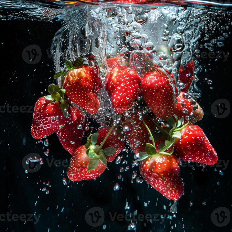 AI generated A bunch of ripe strawberries photo