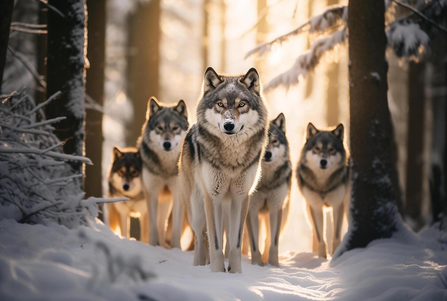 ai generado canadiense lobo en invierno bosque.generativo ai foto