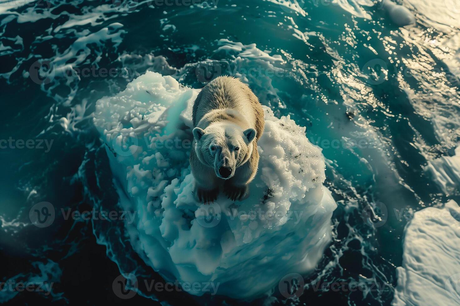 AI generated Polar bear on drift ice edge in the nature habitat. Generative AI photo