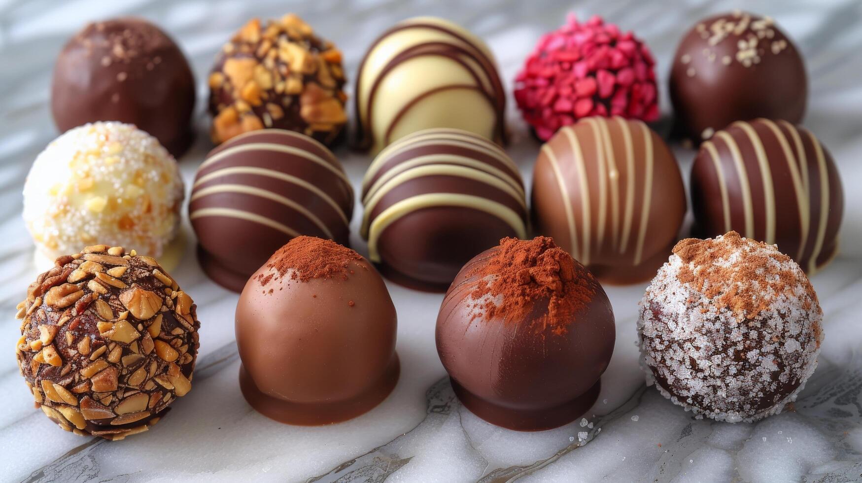AI generated Assorted Chocolates Arranged on Table photo