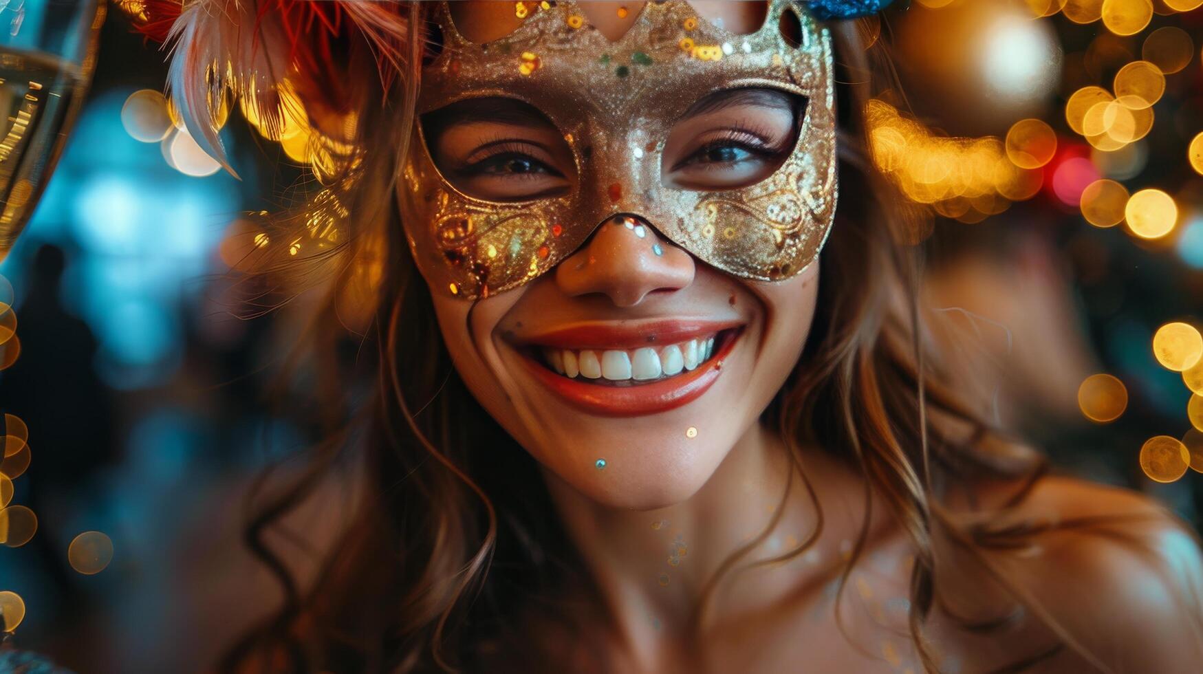 AI generated Woman With Feathers Mask photo