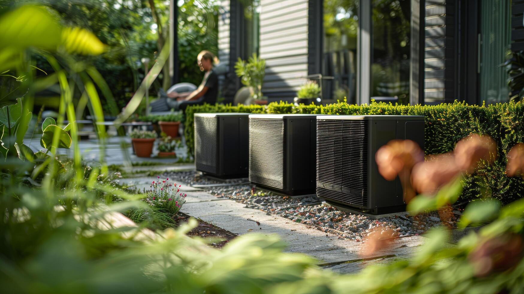 AI generated Air Conditioners Outside House photo