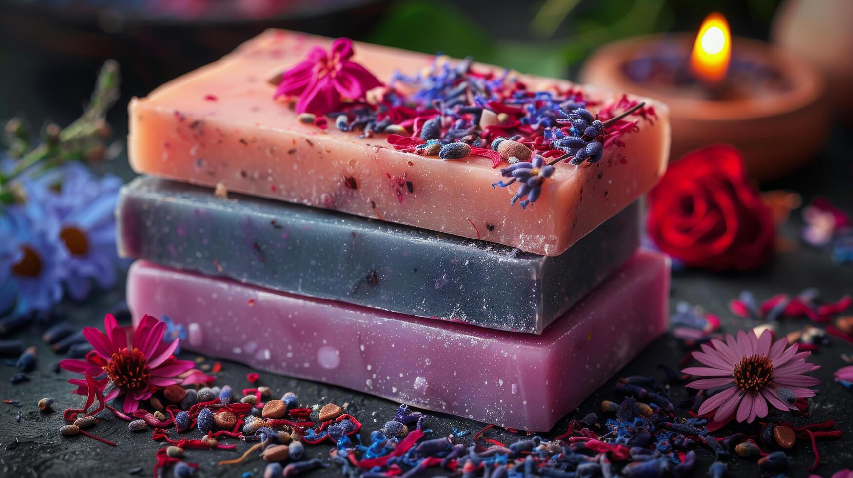 AI generated Two Soaps on Wooden Table photo