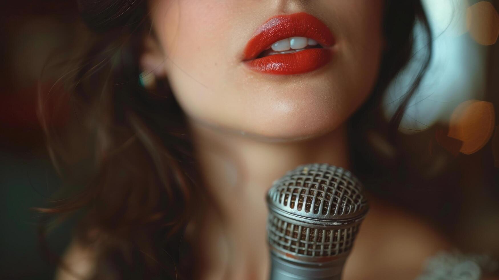 AI generated Person Singing Into Microphone Close Up photo