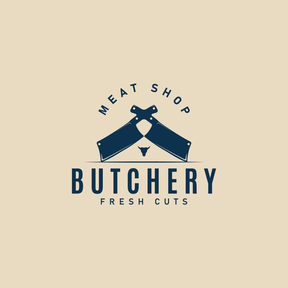 butchery knife logo vintage, butcher shop logo template vector illustration design graphic