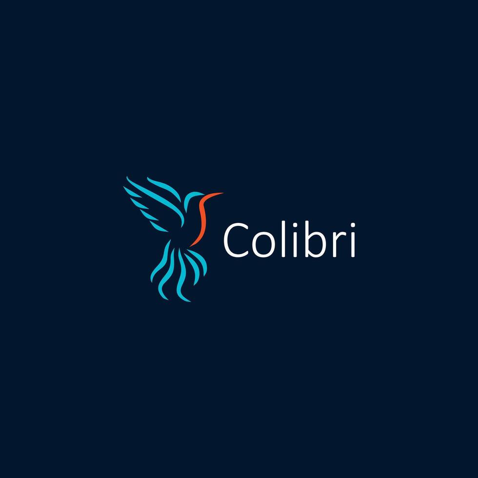 colibri logo aislado en oscuro azul antecedentes. diseño colibri para logo, sencillo y limpiar plano diseño de el colibri logo modelo. adecuado para tu diseño necesidad, logo, ilustración, animación. vector