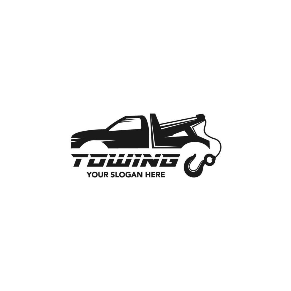 Illustration vector graphic of towing truck service logo design. Suitable for the automotive company, logo, illustration, animation, etc.