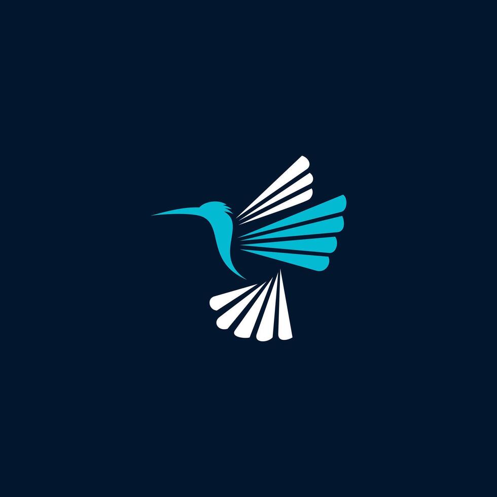 Colibri Logo isolated on dark blue background. Design colibri for logo, Simple and clean flat design of the colibri logo template. Suitable for your design need, logo, illustration, animation. vector