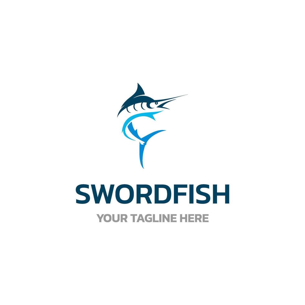 Swordfish Logo isolated on white background. Design swordfish for logo, Simple and clean flat design of the swordfish logo template. Suitable for your design need, logo, illustration, animation. vector