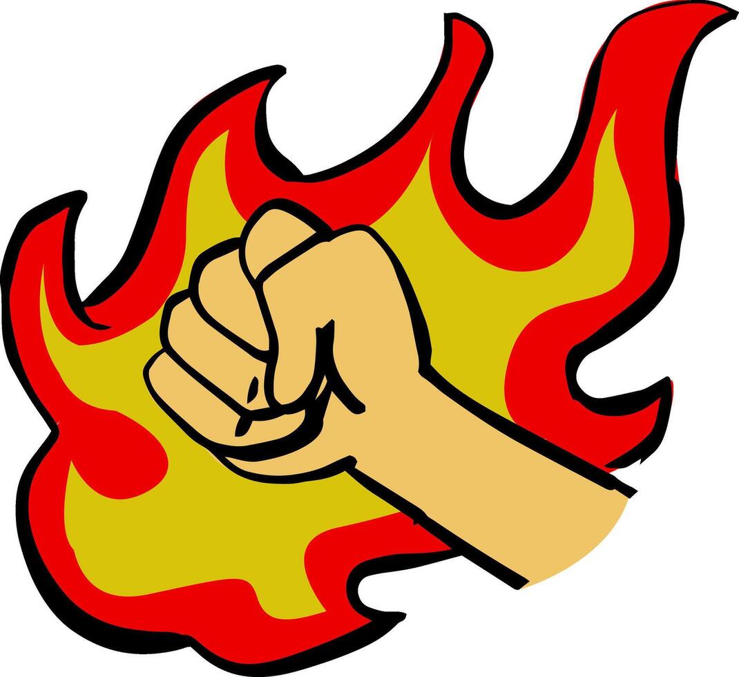 fist hand flame mascot vector illustration