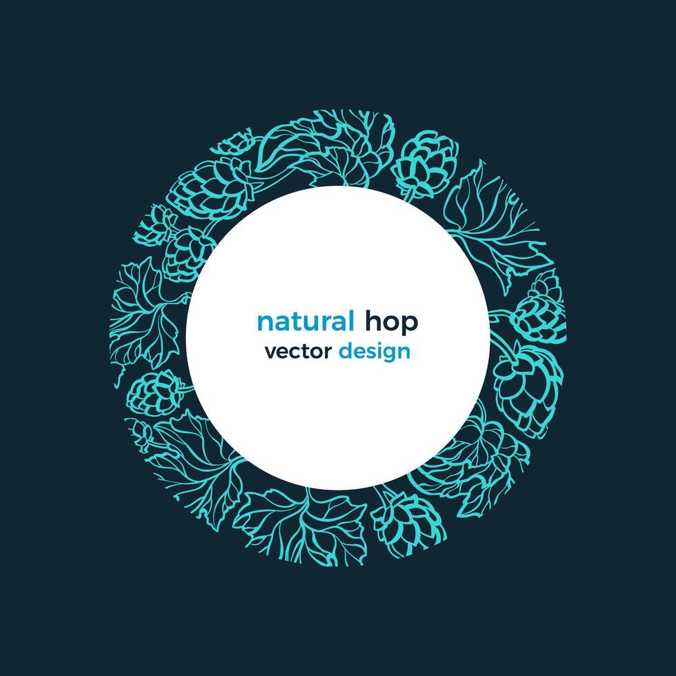 Hop border. Vector cone in circle. Organic pattern