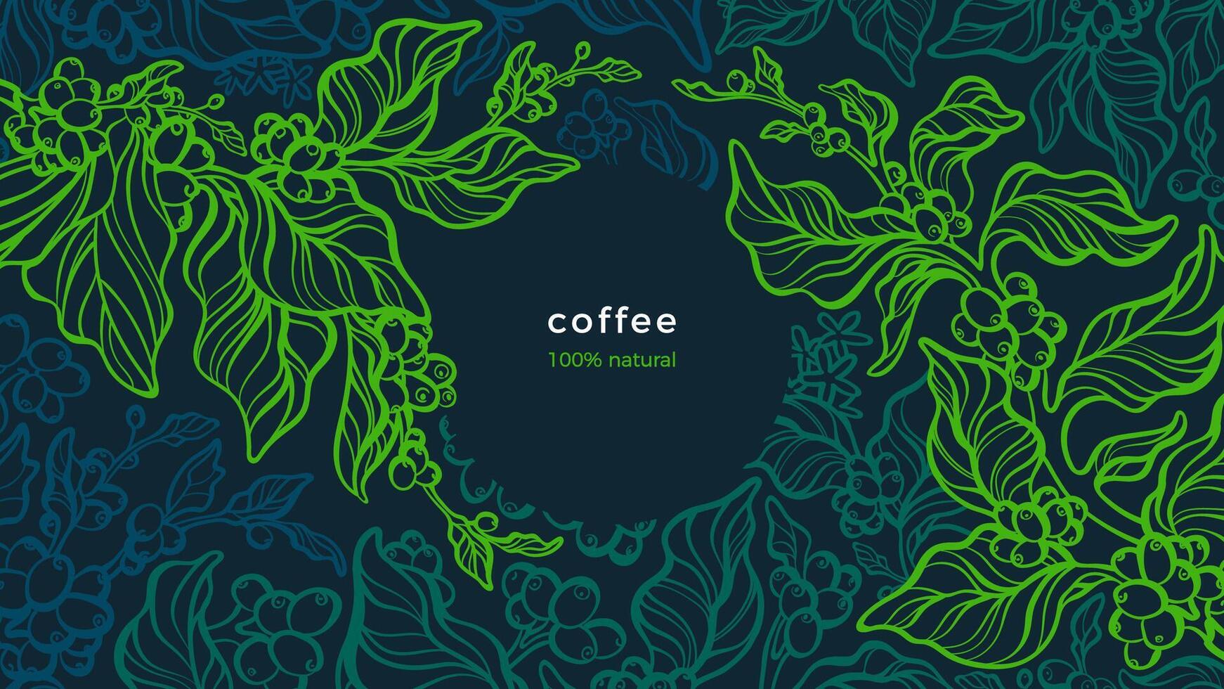 café planta. vector verde antecedentes. Arte línea ilustración. tropical árbol, aroma frijol, hojas. Fresco granja plantación. aroma arábica, Robusta. noche bosque