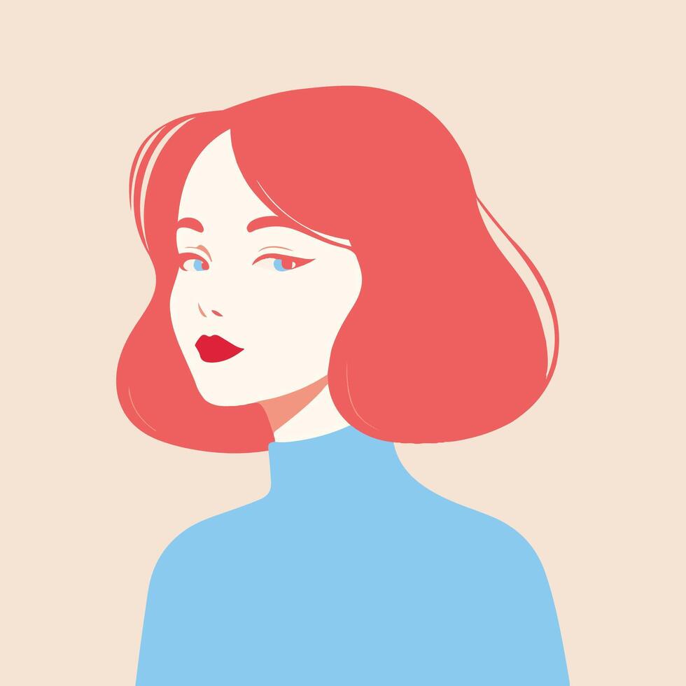 mujer ilustración retrato vector