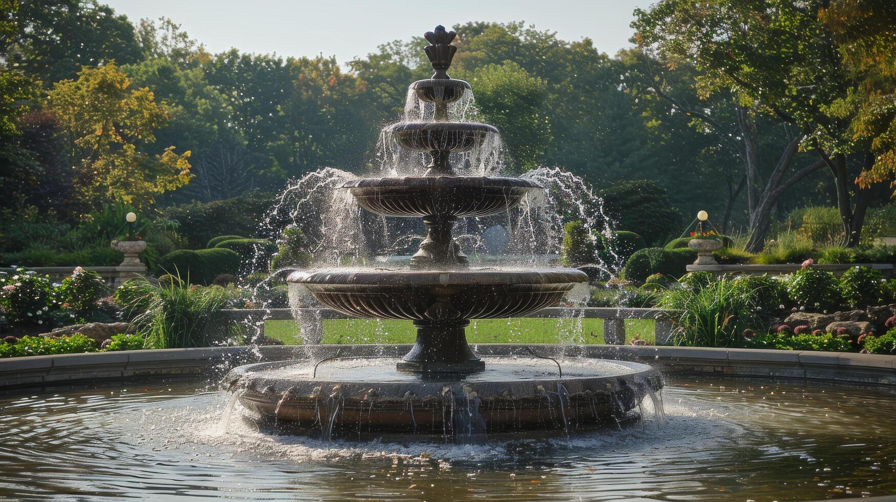 AI generated Water Fountain in Park photo