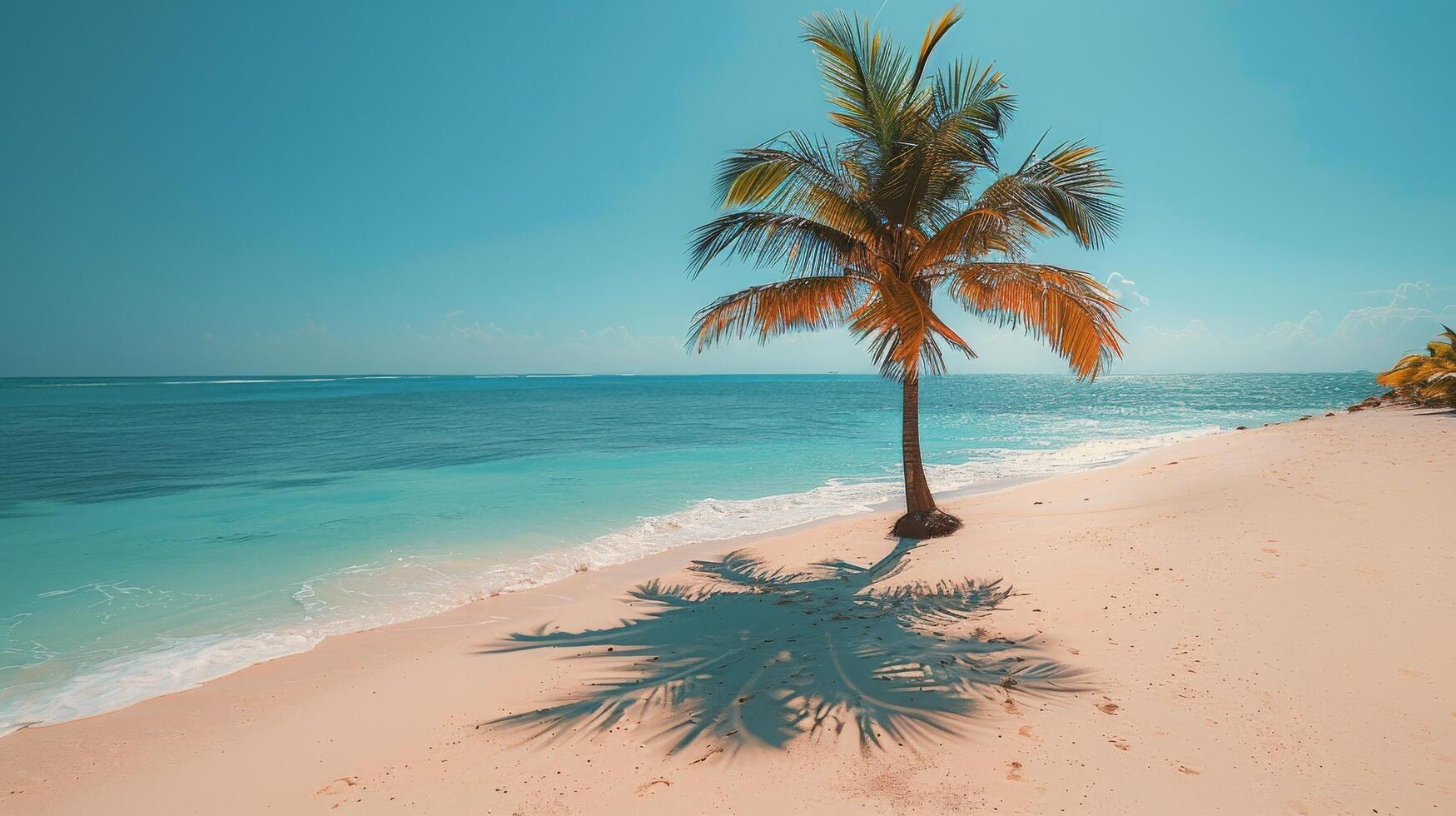 AI generated Aerial View of Beach With Palm Tree photo