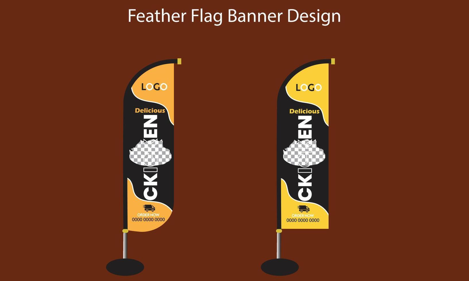 Food feather flag design for restaurant vector