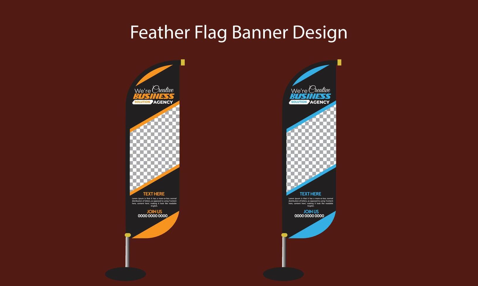 Standing wave business feather flag vector template design