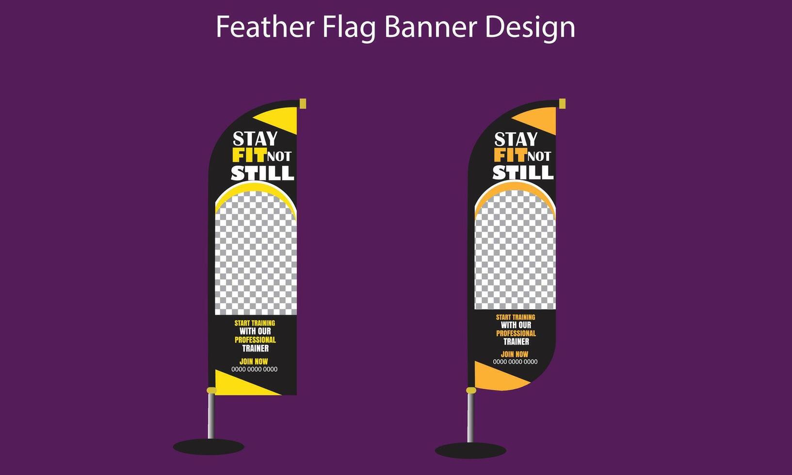 Exercise or health care fitness feather flag design vector