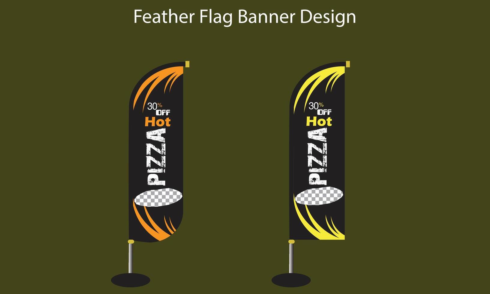 Pizza standup feather flag design vector