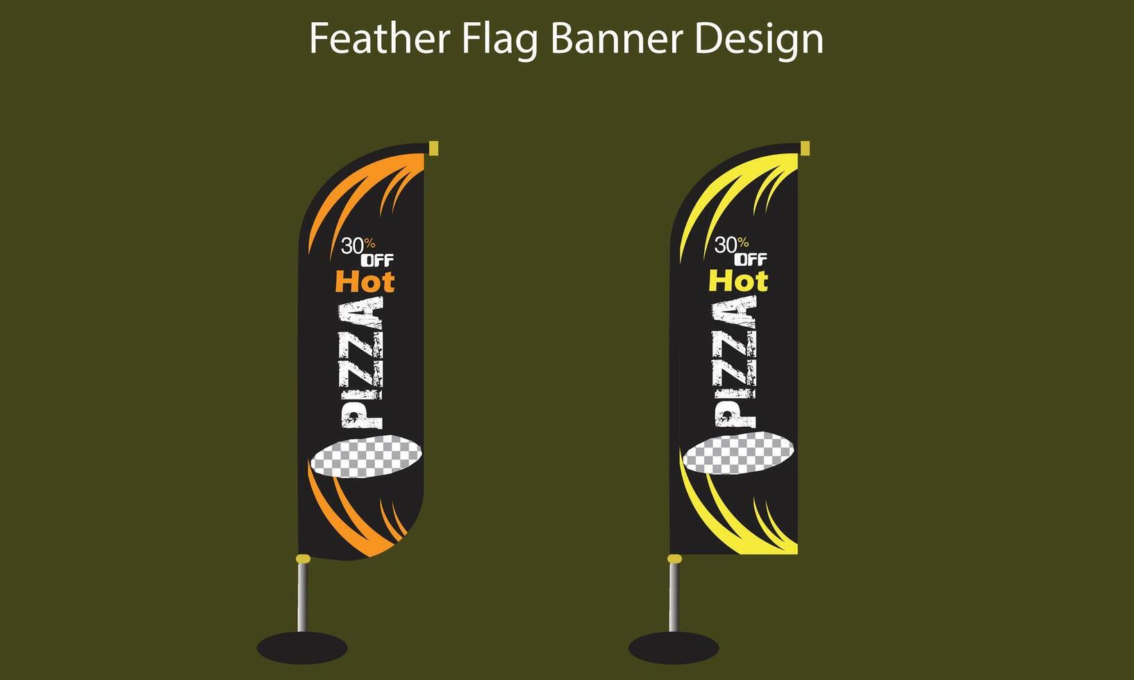 Pizza standup feather flag design vector