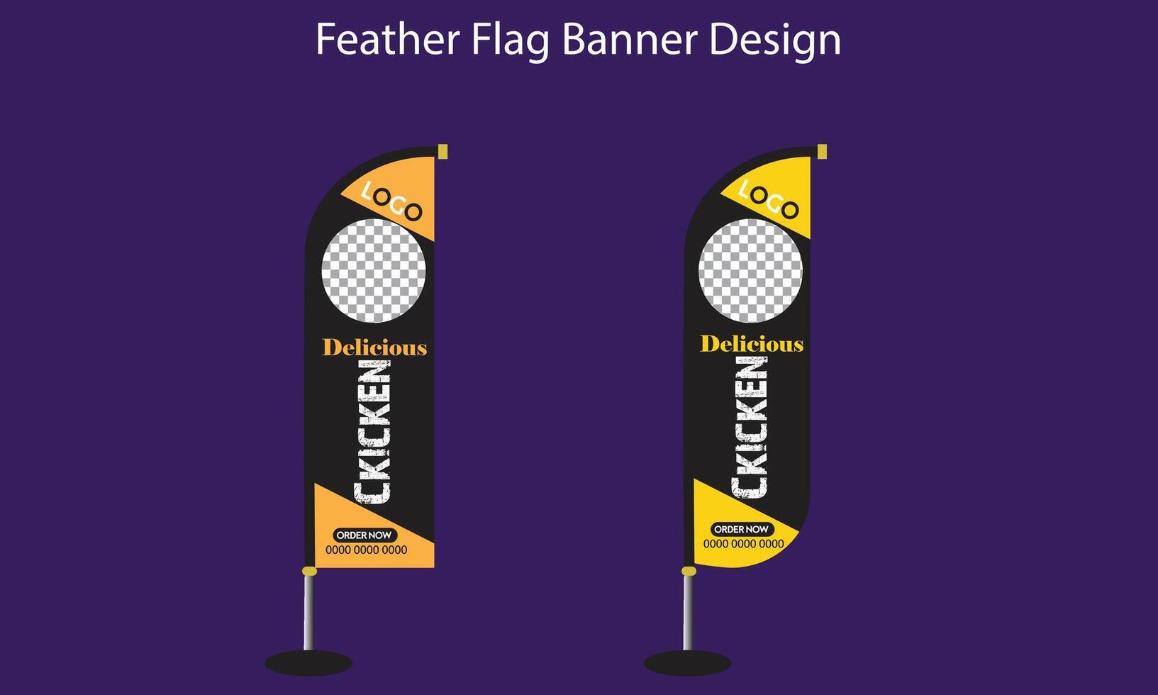 Food feather flag design for restaurant or cafe vector