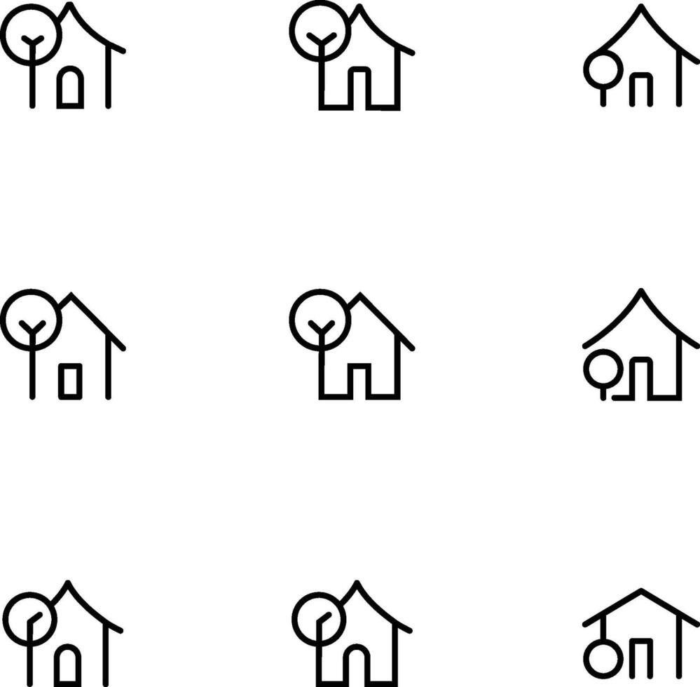 Landscaping and architecture icon set vector