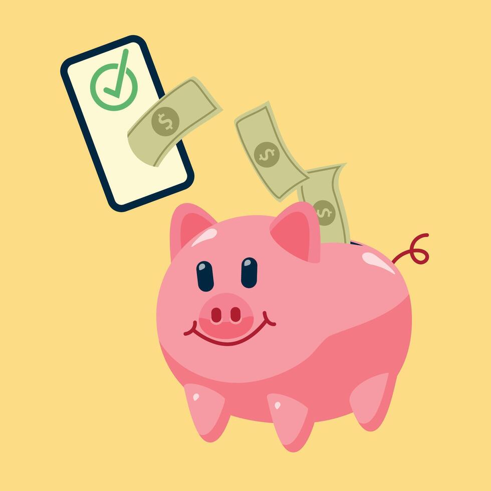 Mobile banking piggy vector