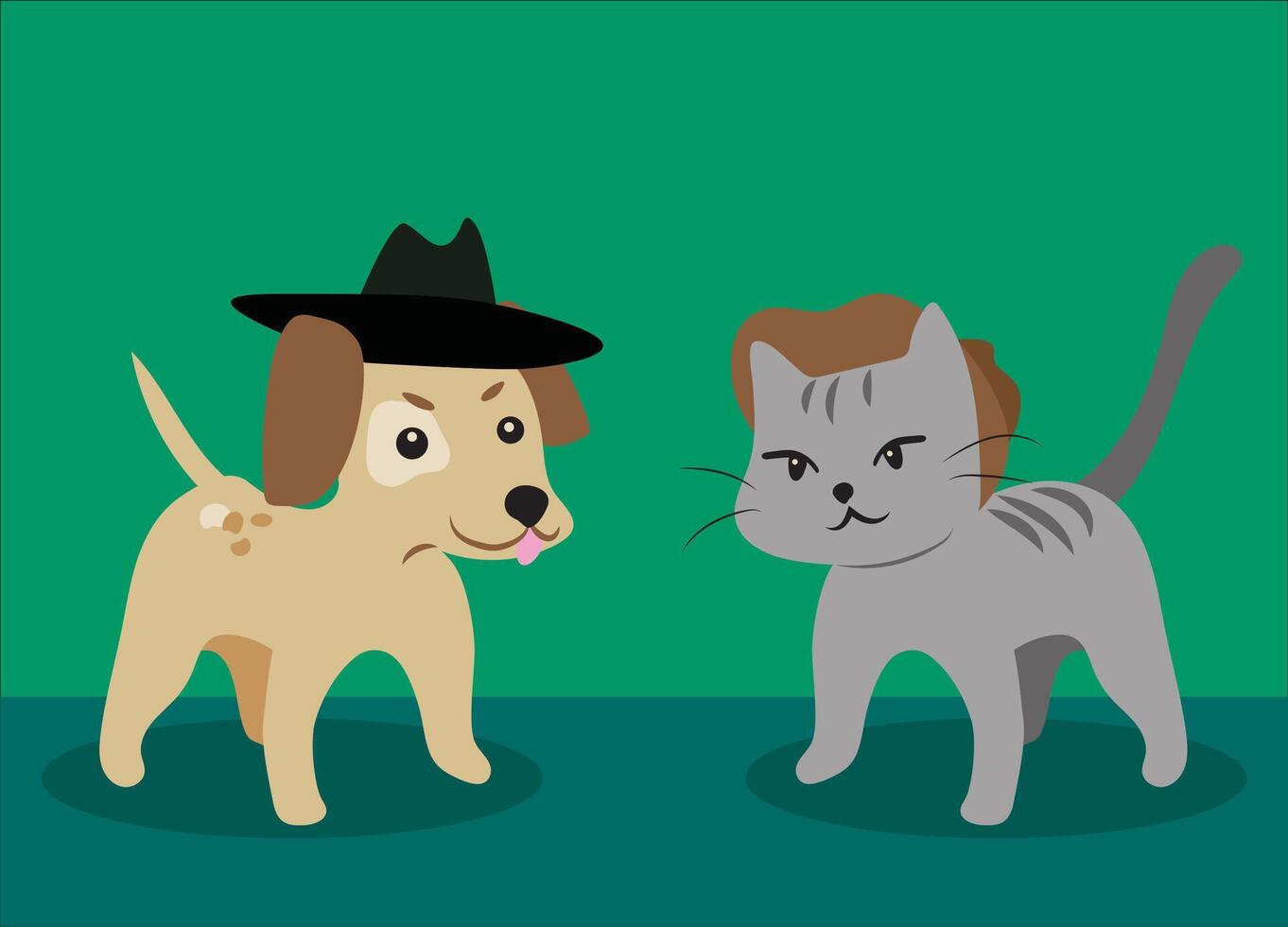 vaquero perrito y gatito vector